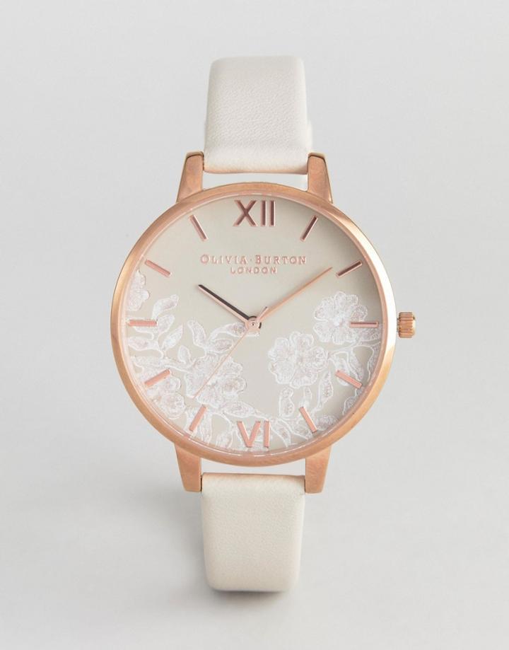 Olivia Burton Ob16mv80 Lace Detail Watch In Nude - Beige