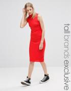 Noisy May Tall Knitted Ribbed Bodycon Skirt - Red
