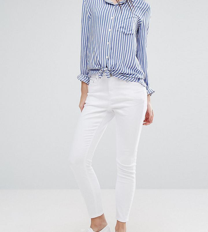Asos Petite Ridley High Waist Skinny Jeans In White