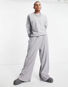 Asos Design Oversized Sweatshirt With Piping Detail In Gray Heather - Part Of A Set-grey