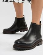 Hudson London Black Leather Chunky Chelsea Boots - Black