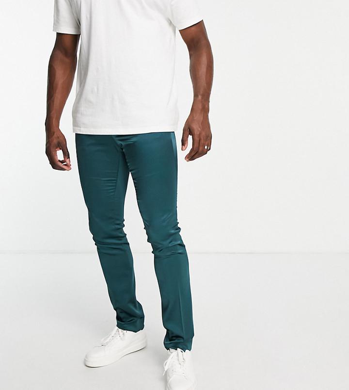 Twisted Tailor Draco Tall Skinny Suit Pants In Forest Green
