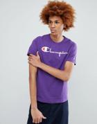 Champion T-shirt With Large Logo In Purple - Purple