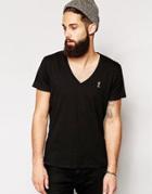 Religion Basic T-shirt With Deep V Neck - Black