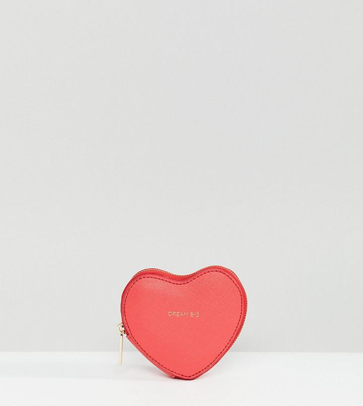 Estella Bartlett Coral 'dream Big' Heart Shaped Coin Purse - Red