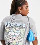 Collusion Plus Ice Cream Print Oversized T-shirt In Gray Heather-grey