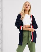 Monki Contrast Trim Cardigan-navy