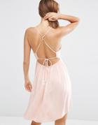 Asos Strappy Tie Back Smock Beach Dress - Blush Pink