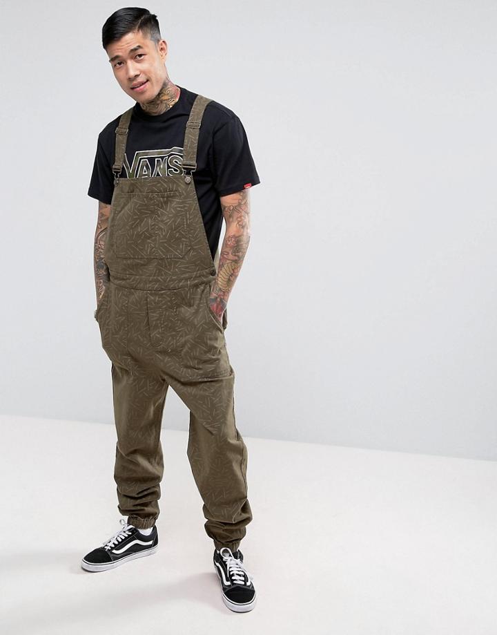 Asos Drop Crotch Overall Joggers In Print - Green