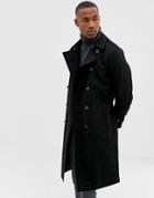 Asos Design Shower Resistant Longline Trench Coat With Belt In Black