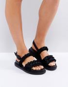 Asos Frosty Ruffle Chunky Sandals - Black