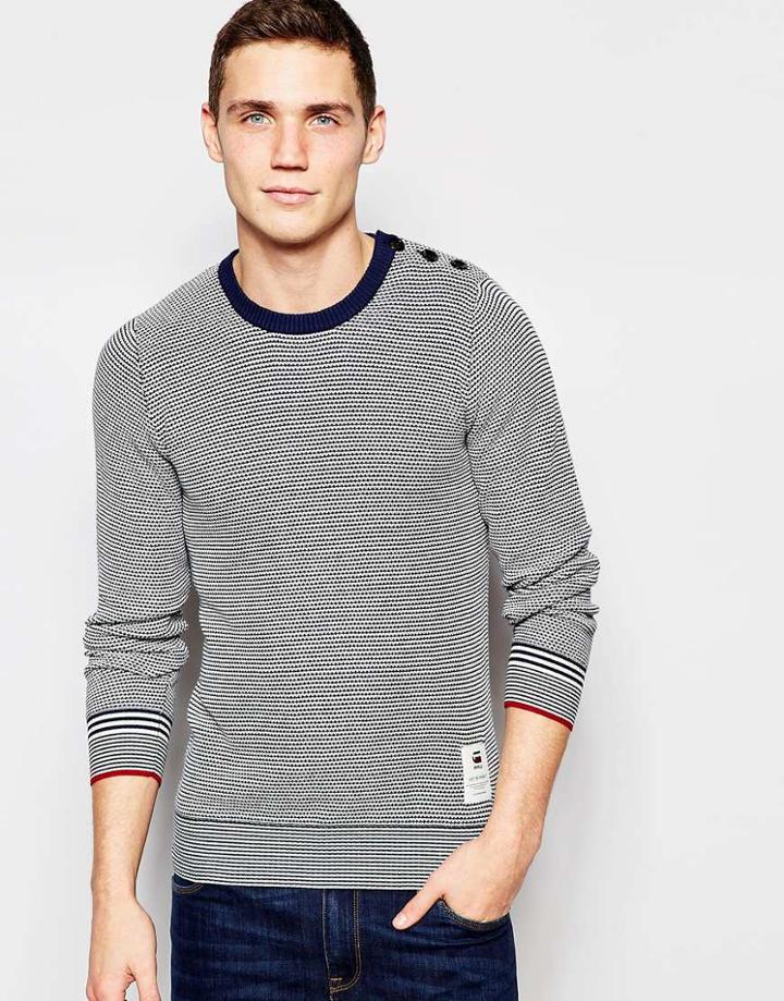 G-star Crew Sweater Viltran Knit Blue And White Stripe