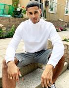 Asos Design Organic Sweatshirt With Turtle Neck In White