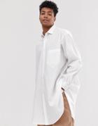 Asos Design Extreme Oversized Shirt In White Poplin - White