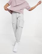 Asos Day Social Oversized Tapered Sweatpants In Gray With 3d Pockets-grey
