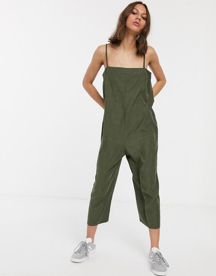 Asos Design Minimal Square Neck Jumpsuit - Green