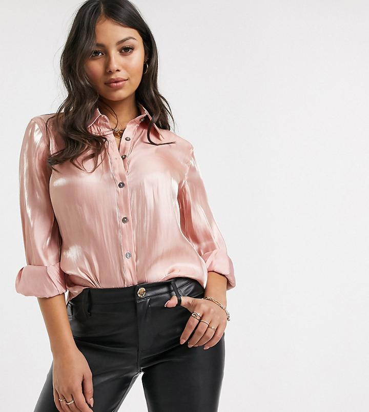 Glamorous Petite Relaxed Shirt In Soft Organza-pink