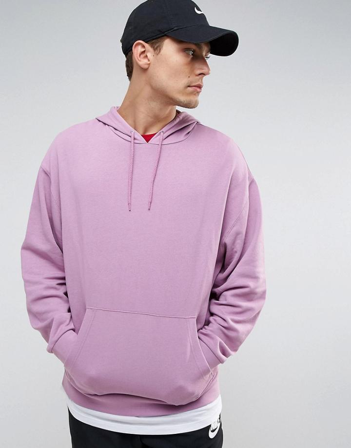 Asos Oversized Longline Hoodie With Contrast Hem - Orange
