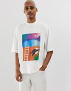 Noak Oversized T-shirt With Art Print-white