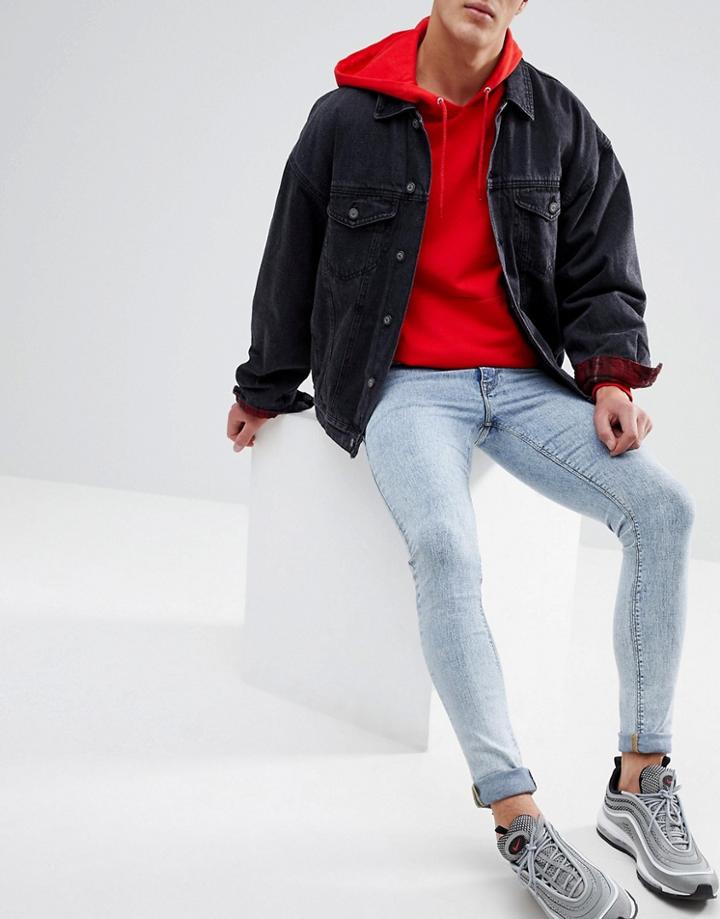 Asos Extreme Super Skinny Jeans With Heavy Acid Wash - Blue