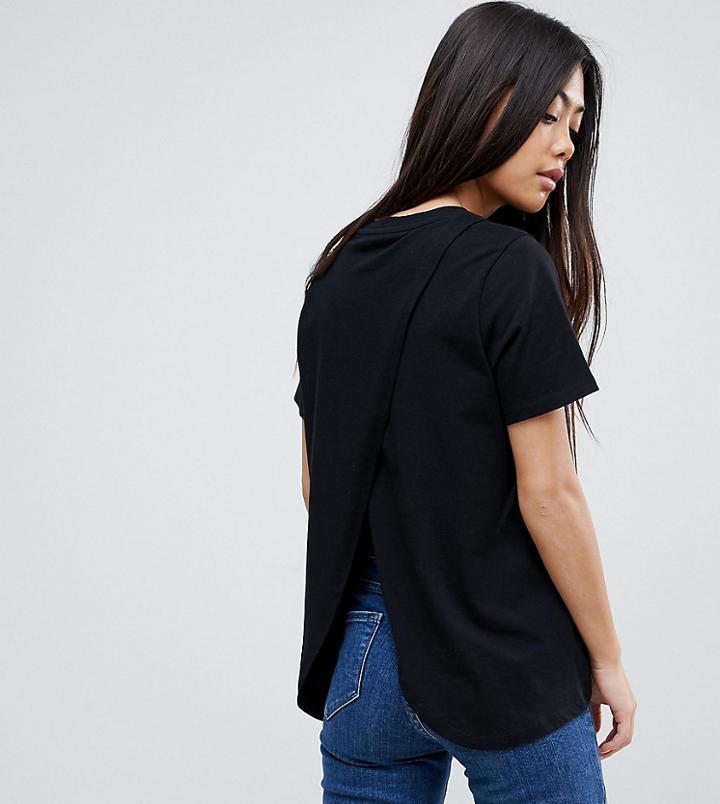 Asos Petite T-shirt With Wrap Back - Black