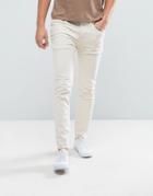 Selected Homme Jeans In Skinny Fit With Raw Hem - Cream