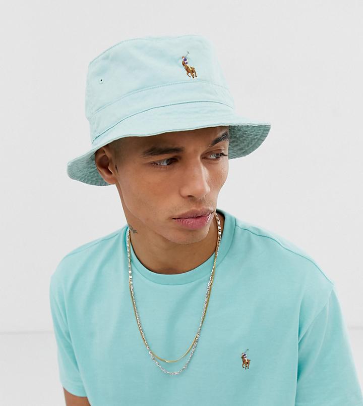 Polo Ralph Lauren Exclusive To Asos Multi Player Logo Bucket Hat In Light Green