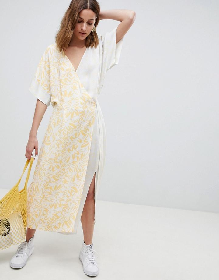 Asos White Mixed Print Dress-multi