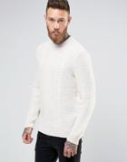 Asos Cable Jumper In Ecru - White