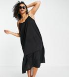 Vero Moda Curve Tiered Midi Beach Dress In Burnt Black