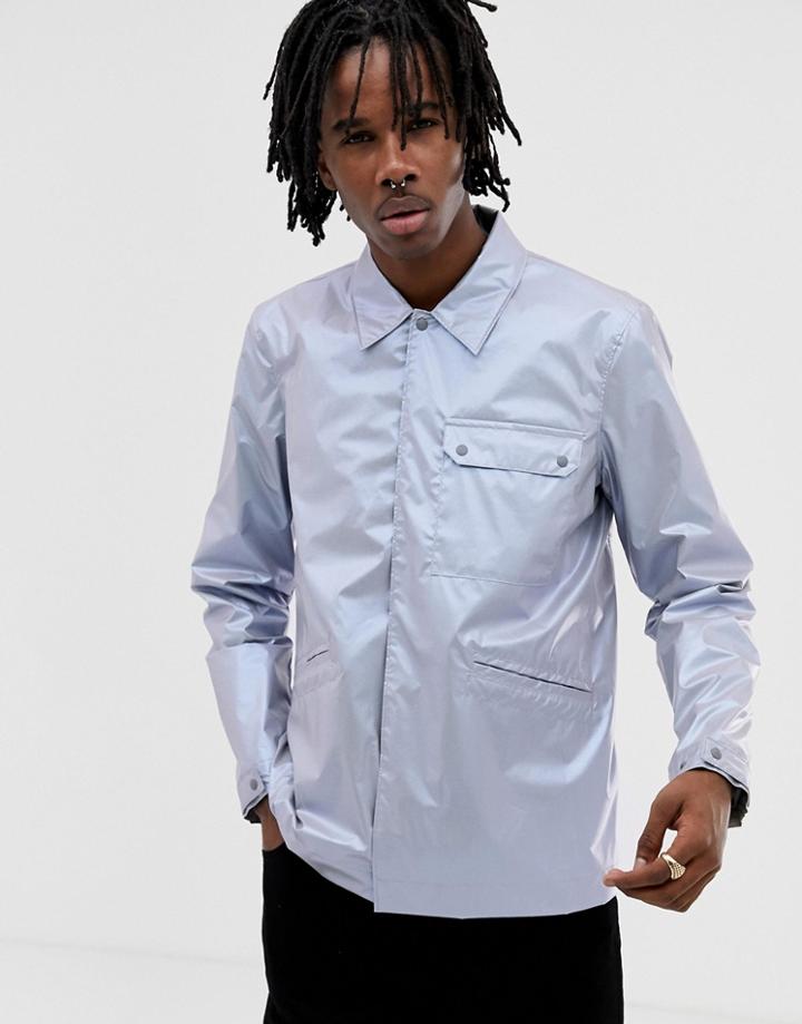 Asos Design Utility Jacket In Metallic Silver