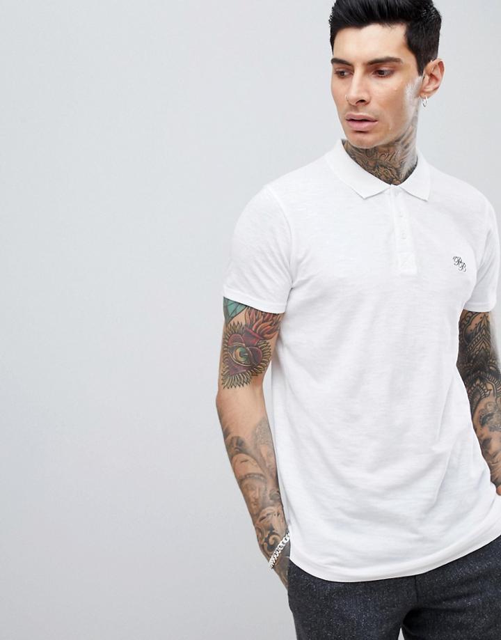 Process Black Logo Pique Polo - White