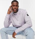 Calvin Klein Asos Exclusive Running Neck Logo Sweatshirt In Lilac-purple