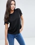 Asos Top In Ponte With Chiffon Sleeve - Black