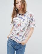 Asos T-shirt With Scribble Print In Oversized Fit - Multi