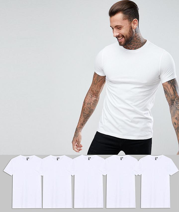 Asos Design Crew Neck T-shirt 5 Pack Multipack Saving - Multi