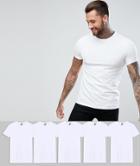 Asos Design Crew Neck T-shirt 5 Pack Multipack Saving - Multi