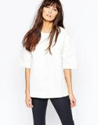 Waven Boxy Coated Top In Luxury Fabrication - White