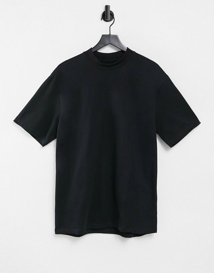 Topman High Neck T-shirt In Black