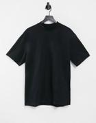 Topman High Neck T-shirt In Black