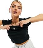Asyou Neat Fit Tee With Micro Logo In Black