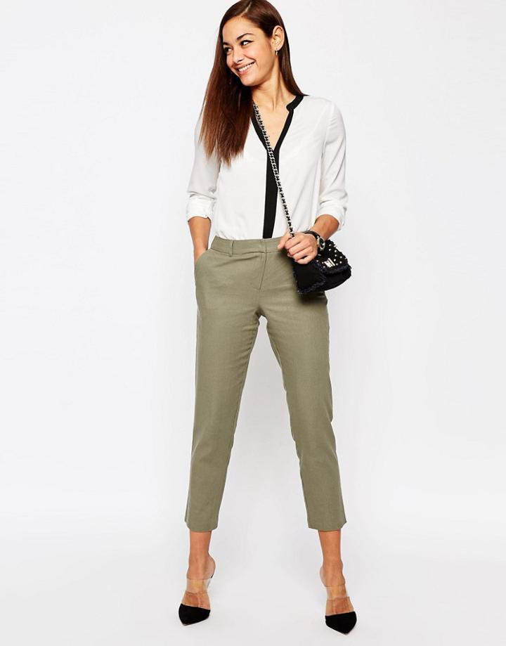 Asos Linen Tapered Pant - Sage