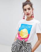 Stradivarius Lemon Slogan Tee - White