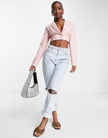 Naanaa Cropped Blazer In Pink