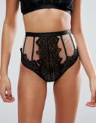 Asos Cody Embroidered Lace High Waist Pant - Black