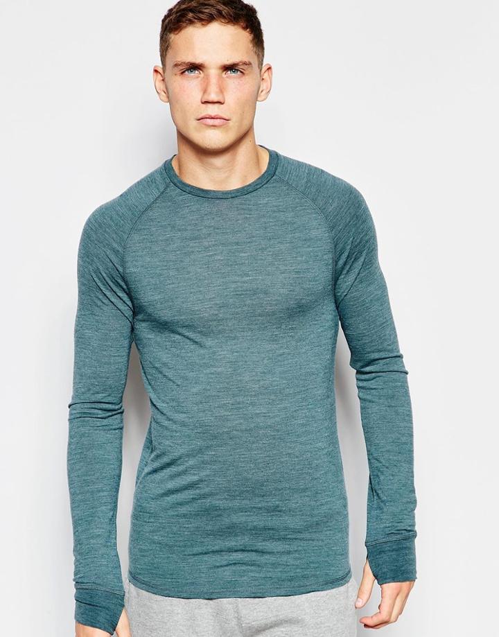 Asos Loungewear Muscle T-shirt In Wool Mix - Green