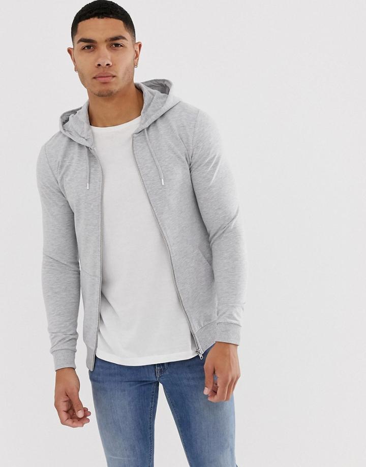 Asos Design Muscle Hoodie In Gray Marl - Gray