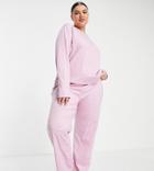 Asos Design Curve Mix & Match Cotton Jersey Pyjama Long Sleeve Tee In Pink - Pink