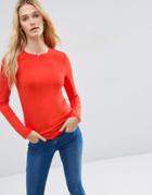 Asos T-shirt With Long Sleeves And Crew Neck - Red