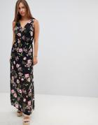 Gilli Sleeveless Floral Maxi Dress - Black